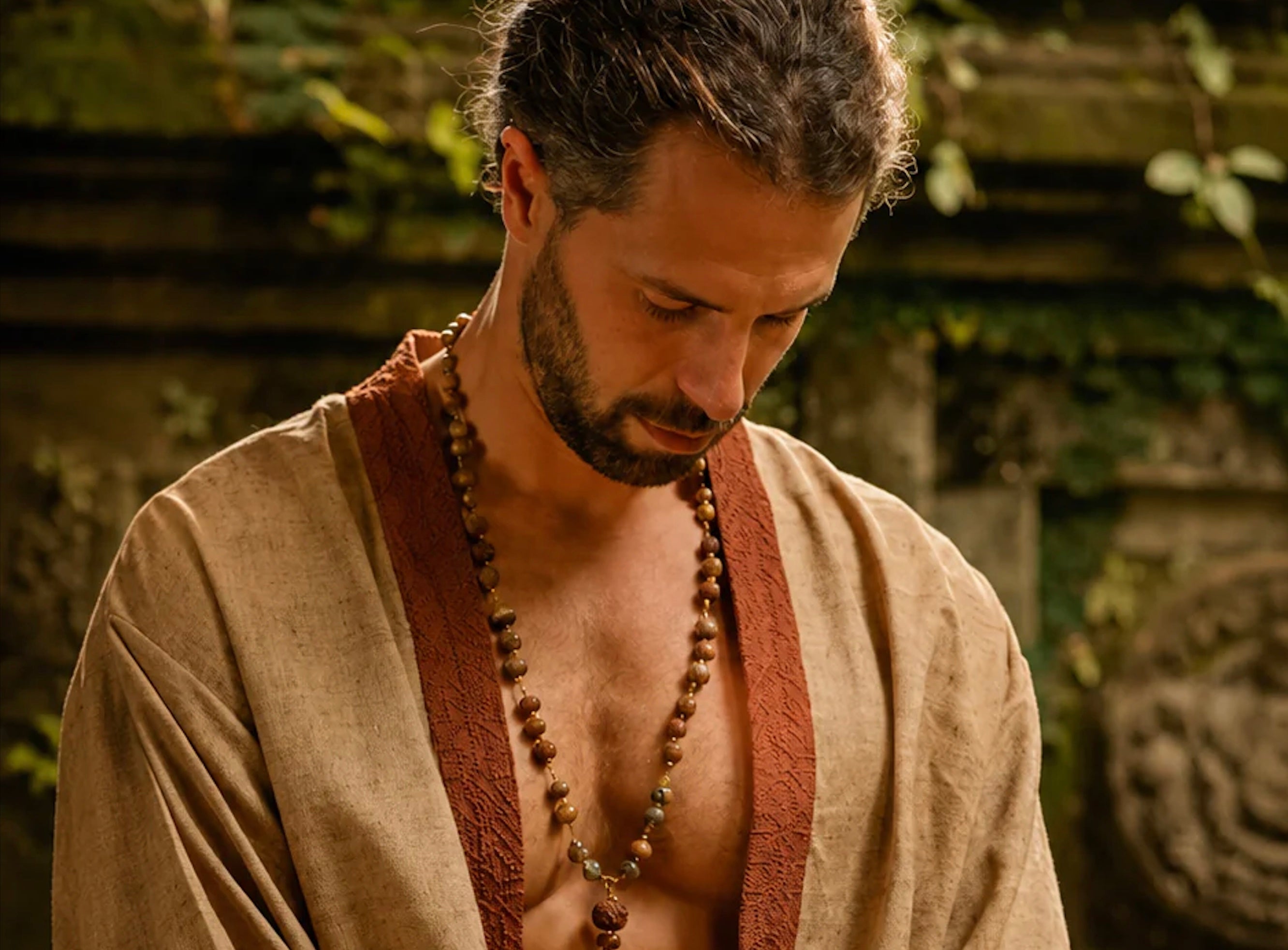 Men collection — natural linen robe