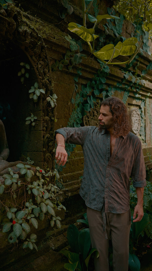 Veyra Shirt – Charcoal Silk Embroidery Shirt