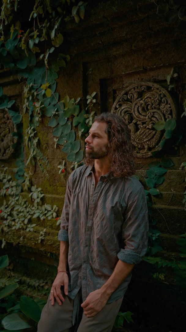 Veyra Shirt – Charcoal Silk Embroidery Shirt