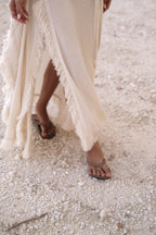 Navia Skirt in Organic Cotton Linen Blend, Elastic Waist with Side Cut, Versatile Styling for Elegance.