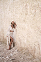 Saya Shawl in Loom-Woven Cotton with Unique Texture and Fringed Edges, Unisex and Versatile for Elegance and Warmth.
