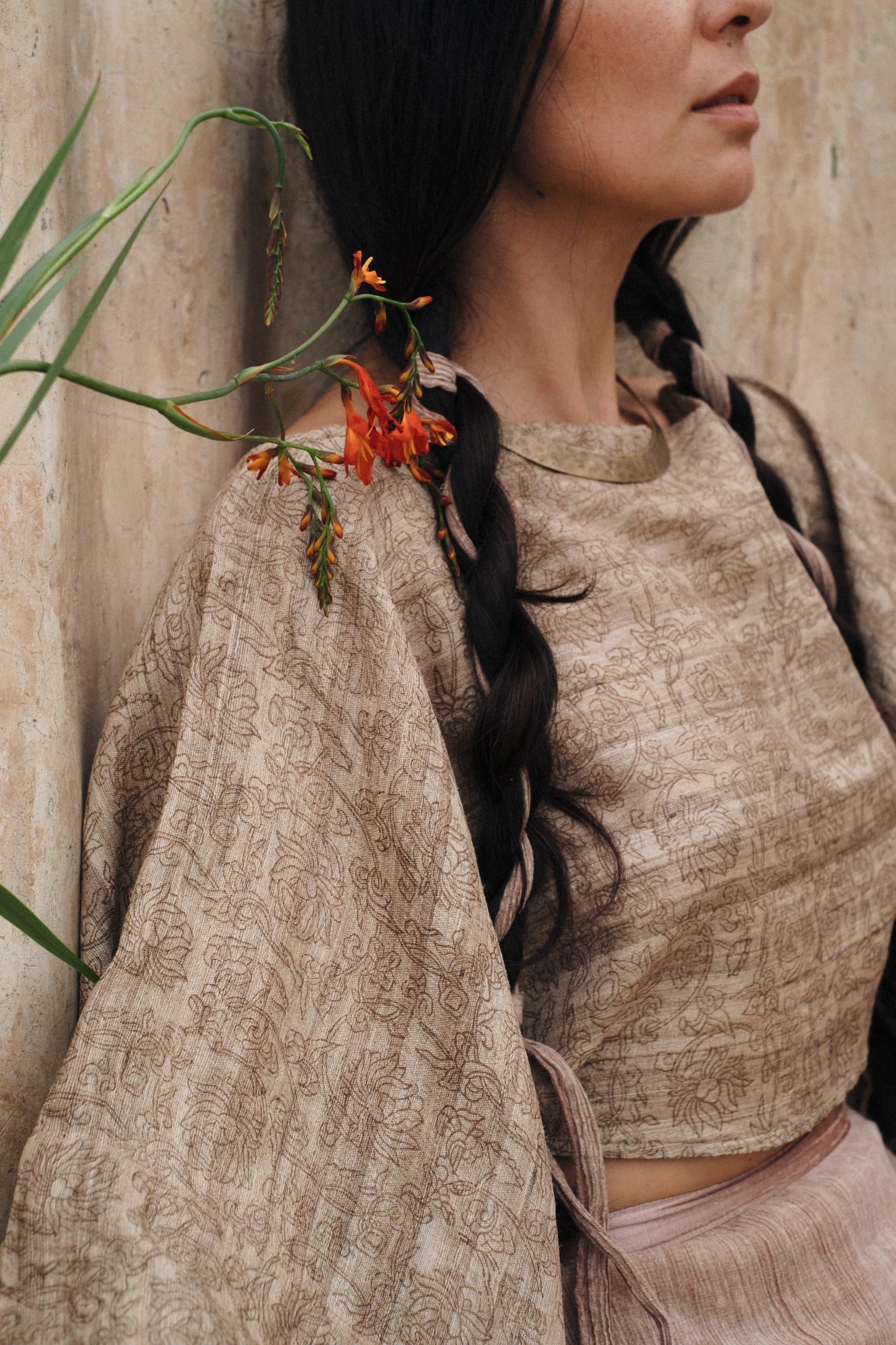 Hand-loomed raw silk texture of Padma Bali boho clothing
