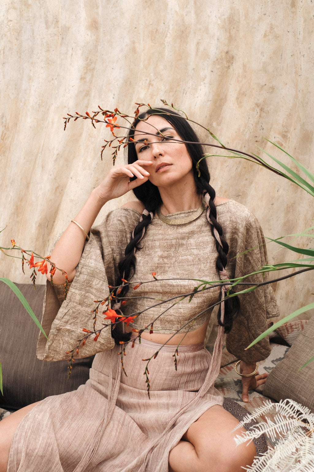 Bohemian outfit idea  Padma Bali shirt with linen trousers
