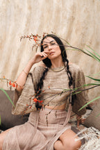 Bohemian outfit idea  Padma Bali shirt with linen trousers
