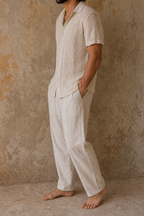 Yuto Shirt – Men's Bohemian Lace Shirt in Natural Cotton