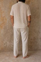 Yuto Shirt – Men's Bohemian Lace Shirt in Natural Cotton
